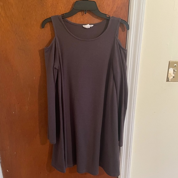 Grey Cold Shoulder Dress - Picture 1 of 2